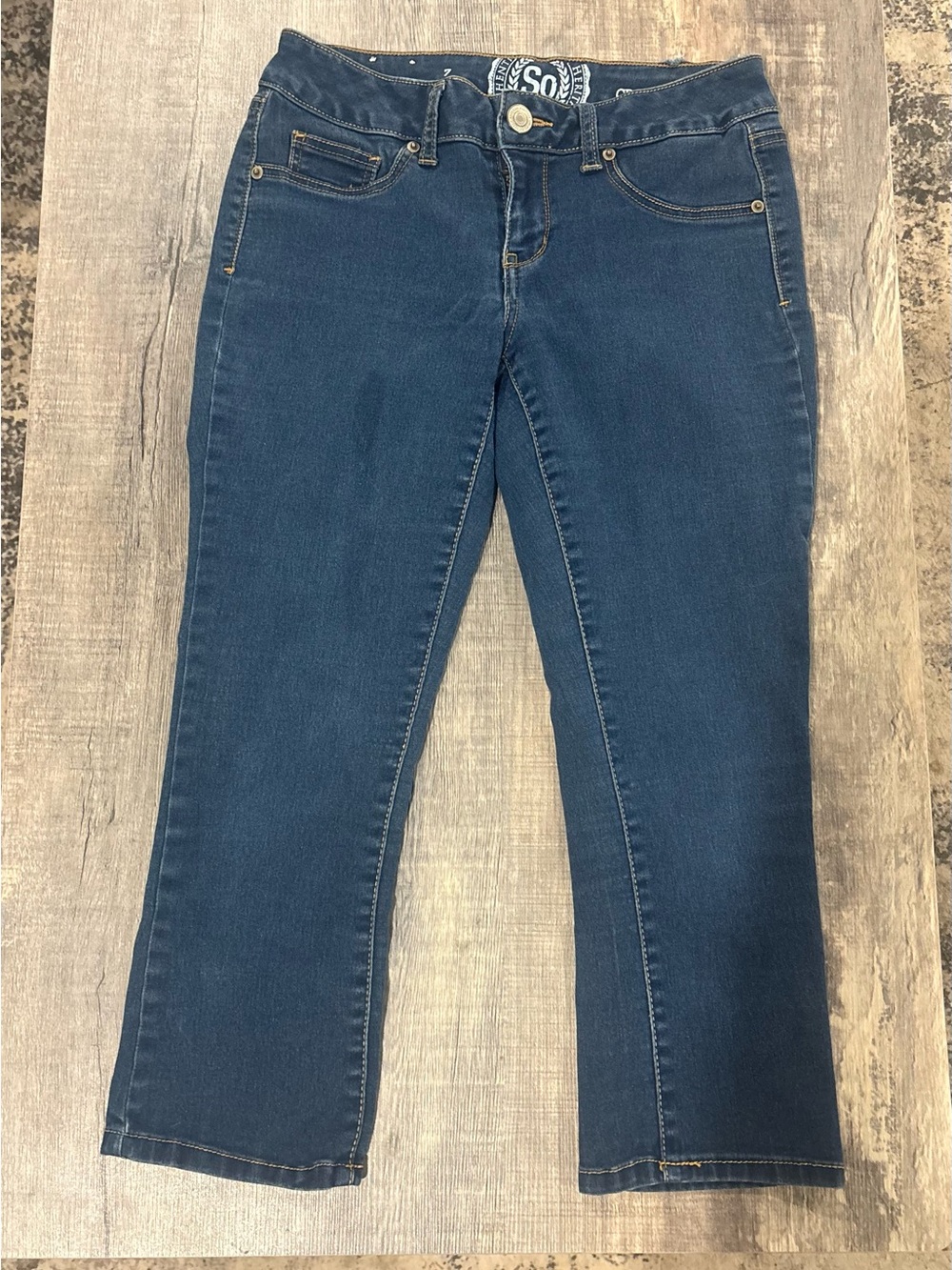 SO Authentic Heritage Crop Jeans Size 7 Medium Dark Wash Cropped Denim Casual